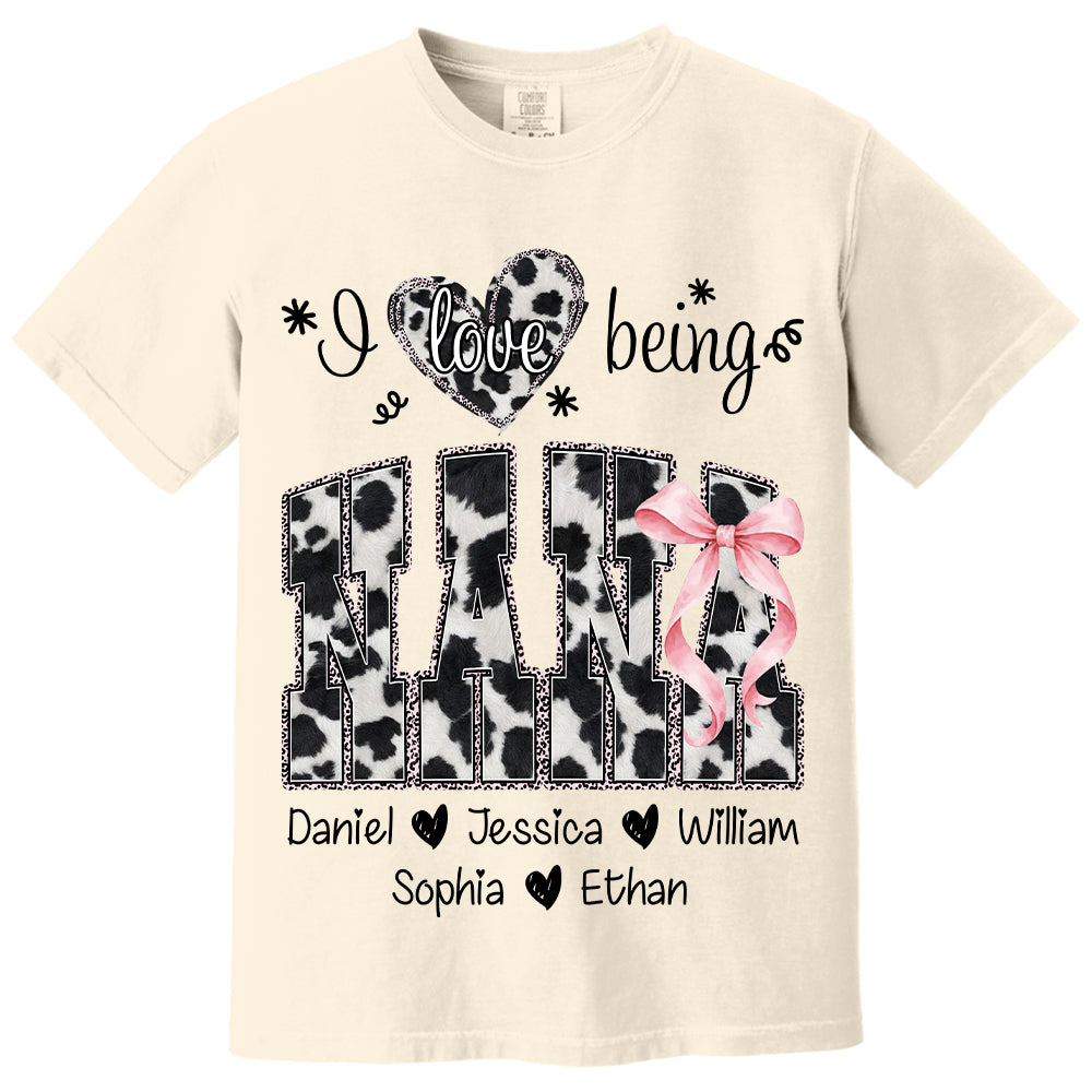 I Love Being Nana Farmhouse Style Shirt with Names, Farmhouse Grandma Tee, Mother’s Day Gift for Nana VH01