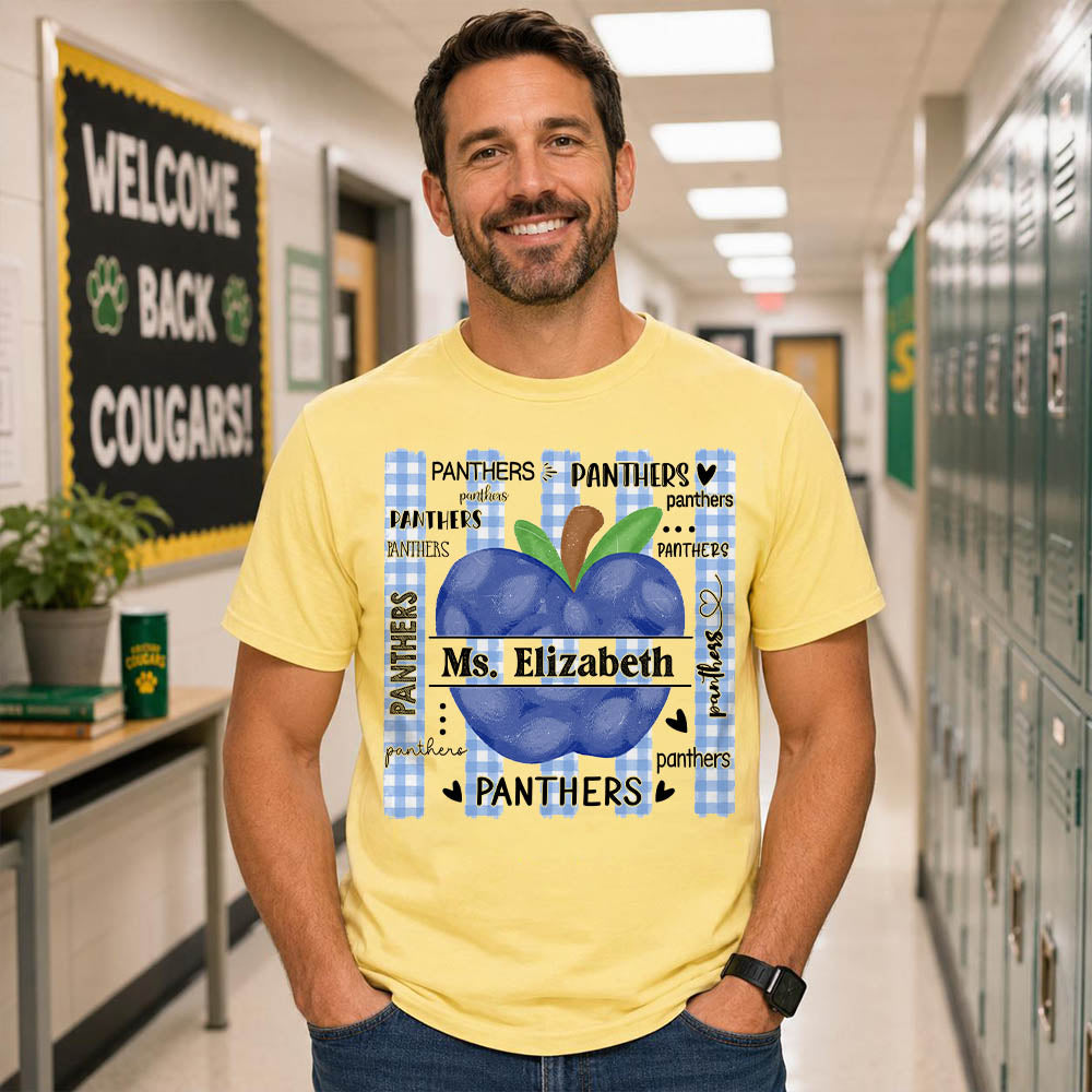 Personalized Bulldogs Teacher Apple Shirt – Custom Teacher Name Back to School T-Shirt Na02 Pt99