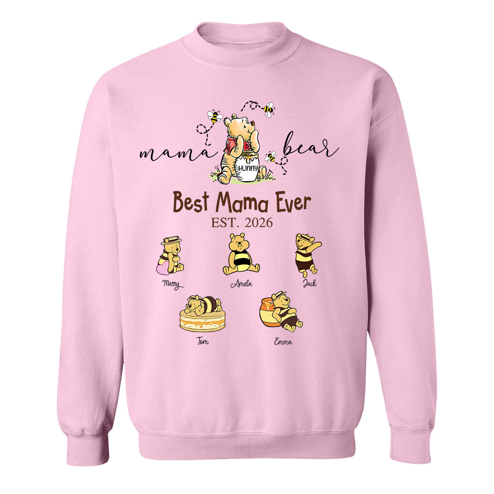 Mama Bear Best Mama Ever, Personalized Mama Bear Grandma Bear Est Shirt Sweatshirt, Gift For Mom Grandma, Gift For Mother's Day MI209