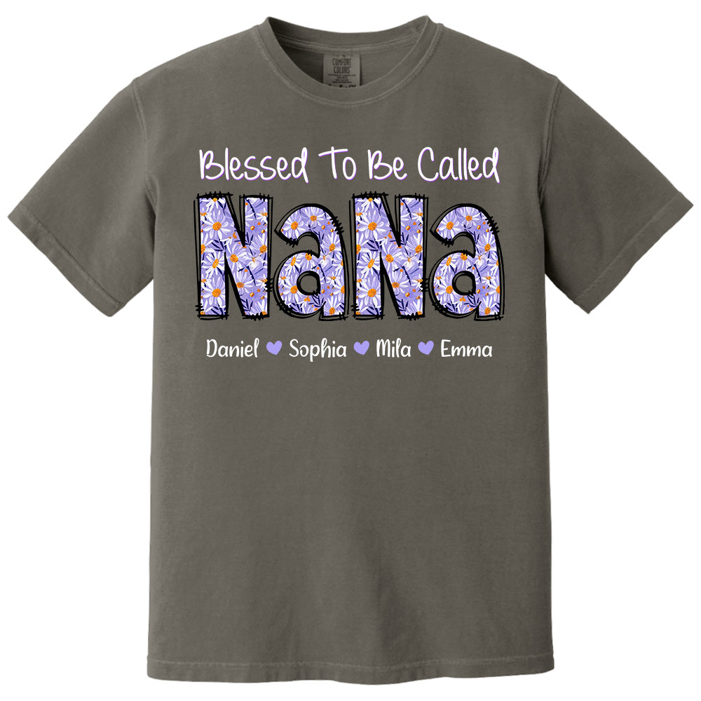 Blessed To Be Called NaNa, Custom Nana Purple Daisy With Grandkids Mother's Day T-Shirt T1807 Pt99