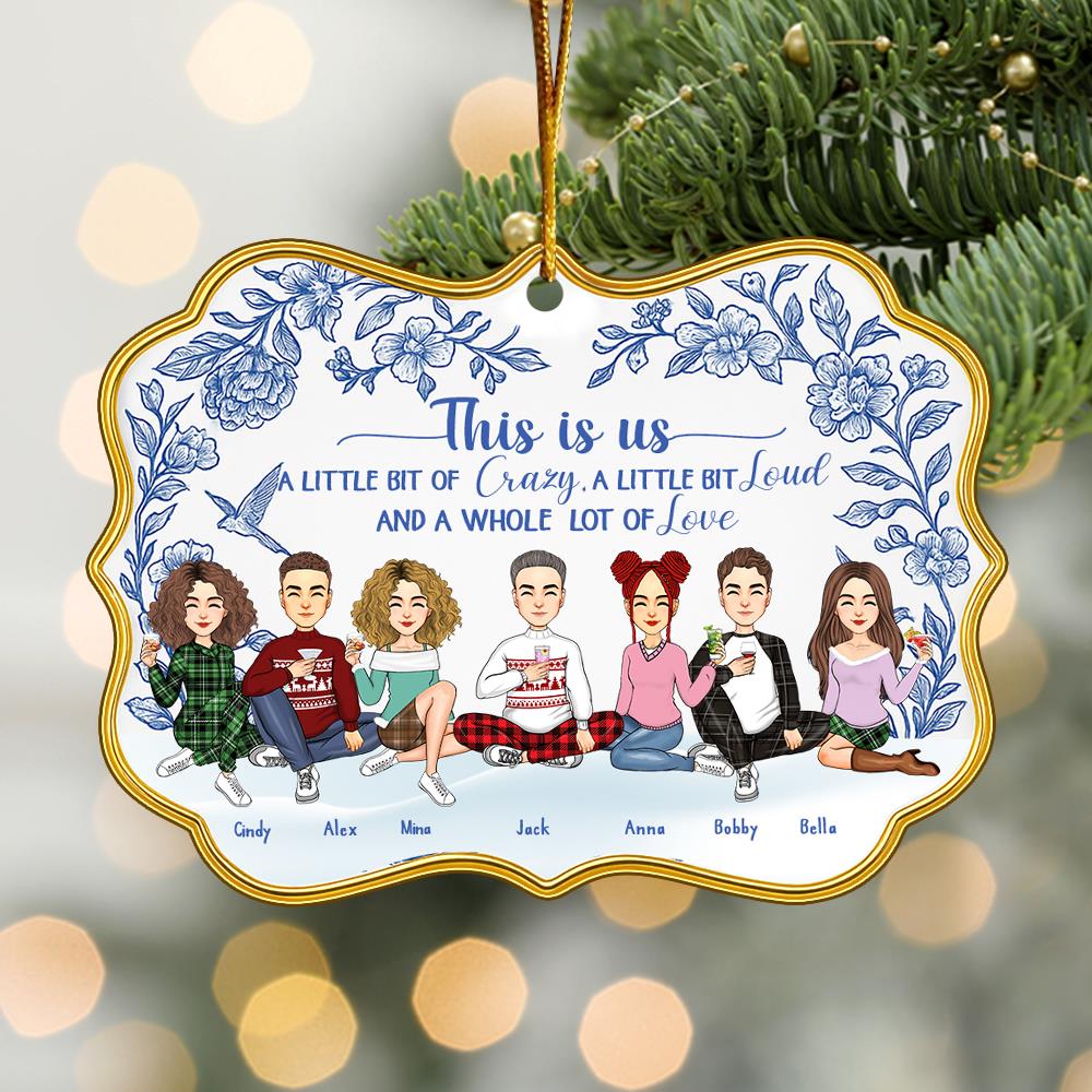 Personalized Toile De Jouy Style Acrylic Medallion Ornament - This Is Us For Family Besties Sisters Siblings Nh00