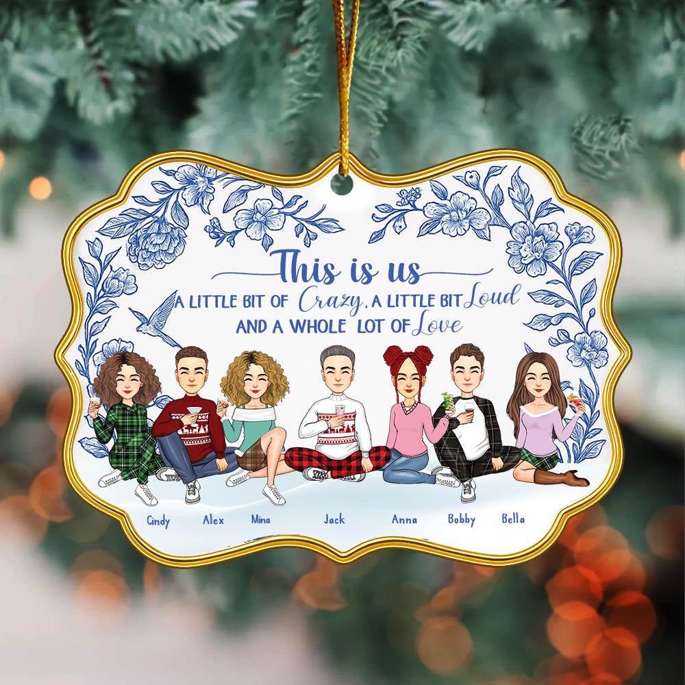 Personalized Toile De Jouy Style Acrylic Medallion Ornament - This Is Us For Family Besties Sisters Siblings Nh00