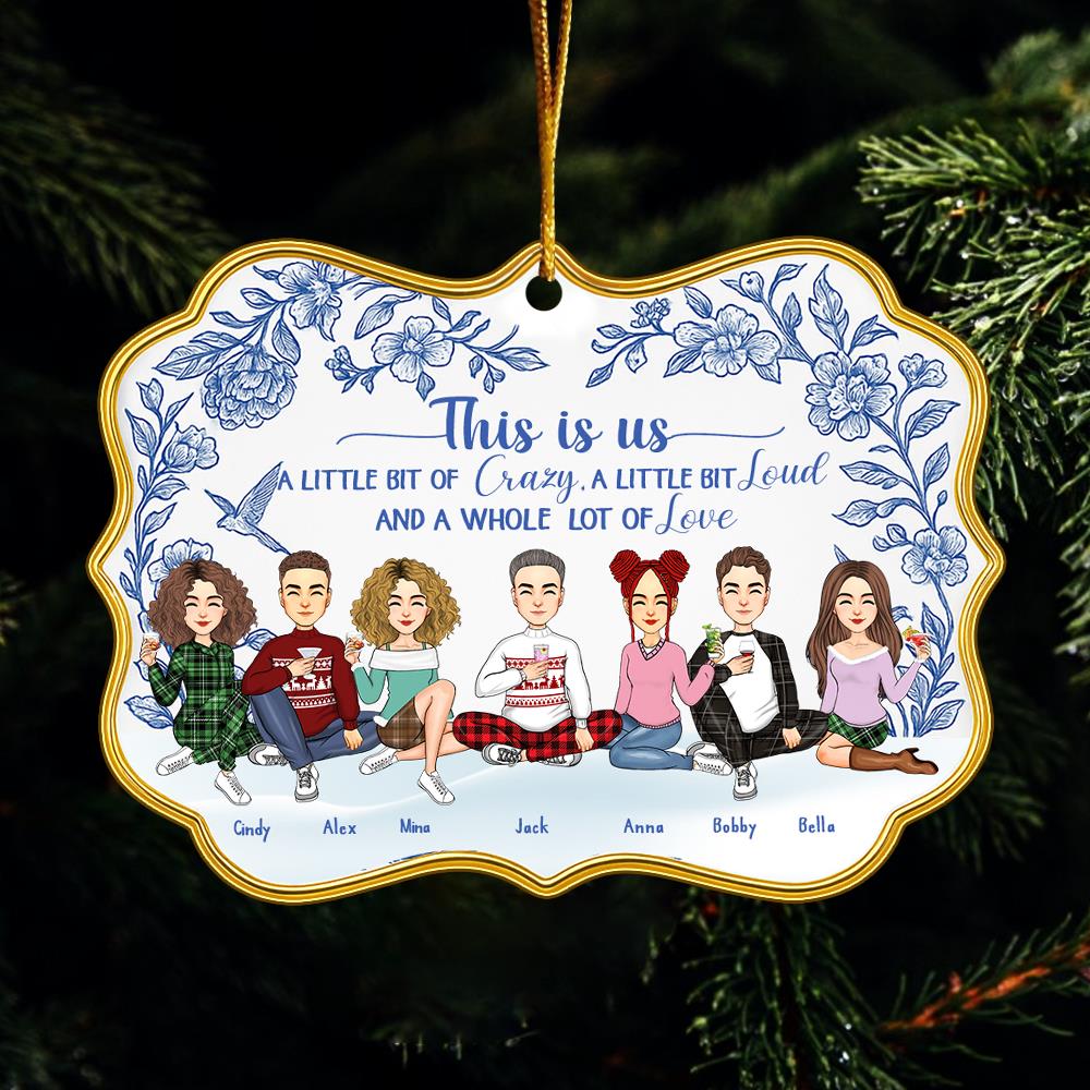 Personalized Toile De Jouy Style Acrylic Medallion Ornament - This Is Us For Family Besties Sisters Siblings Nh00