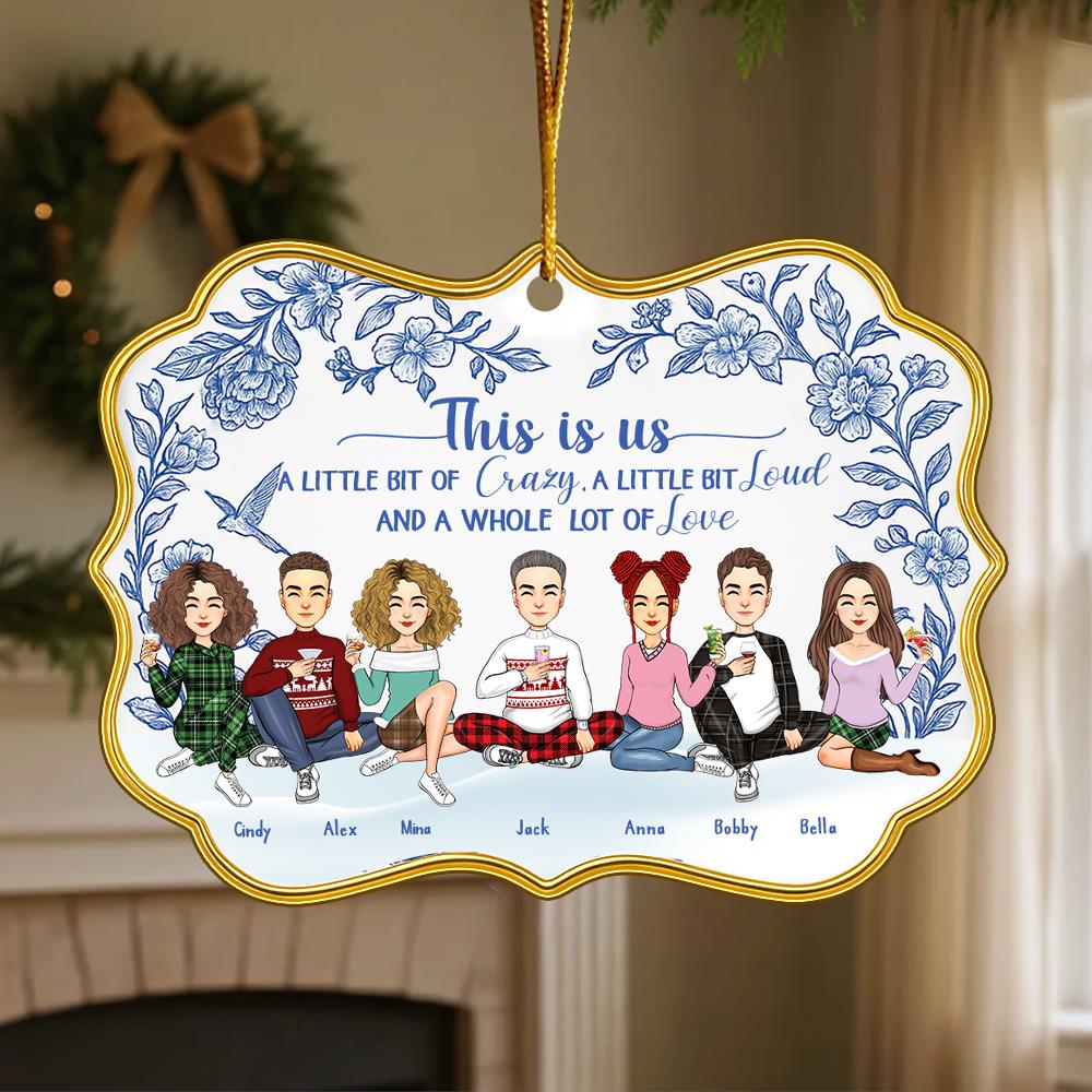 Personalized Toile De Jouy Style Acrylic Medallion Ornament - This Is Us For Family Besties Sisters Siblings Nh00