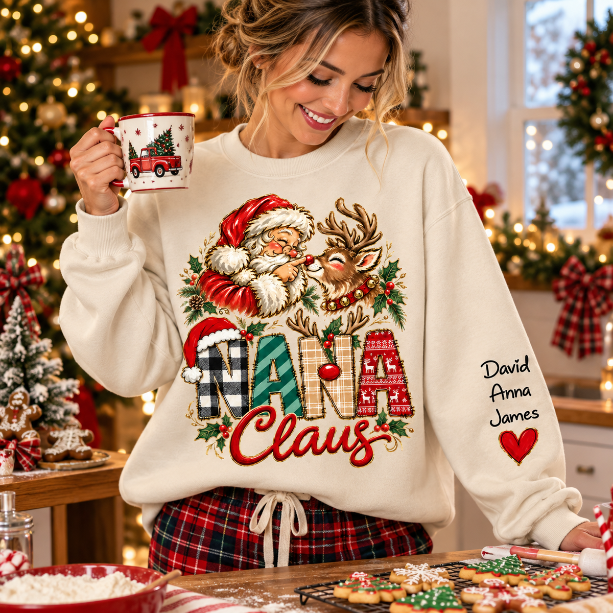 Gigi Claus Custom Sweatshirt - Best Family Christmas Gift for Grandma Santa Claus Boop Sweatshirt Reindeer, Santa Boop Funny Santa Sweatshirt New C2408 Tm01 NT01