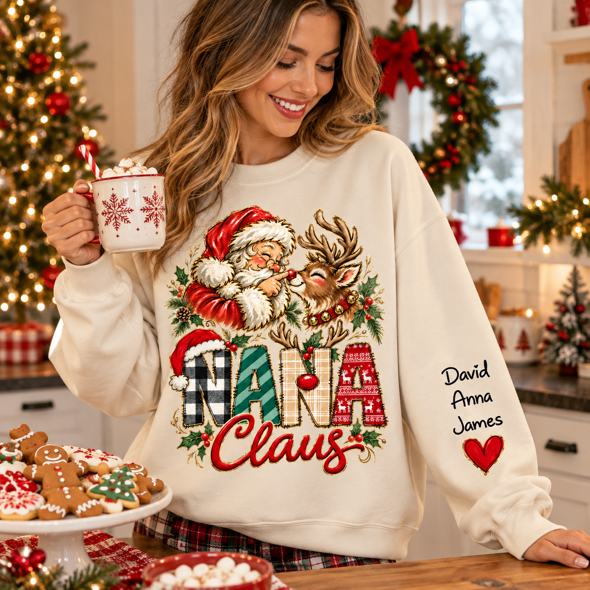 Gigi Claus Custom Sweatshirt - Best Family Christmas Gift for Grandma Santa Claus Boop Sweatshirt Reindeer, Santa Boop Funny Santa Sweatshirt New C2408 Tm01 NT01