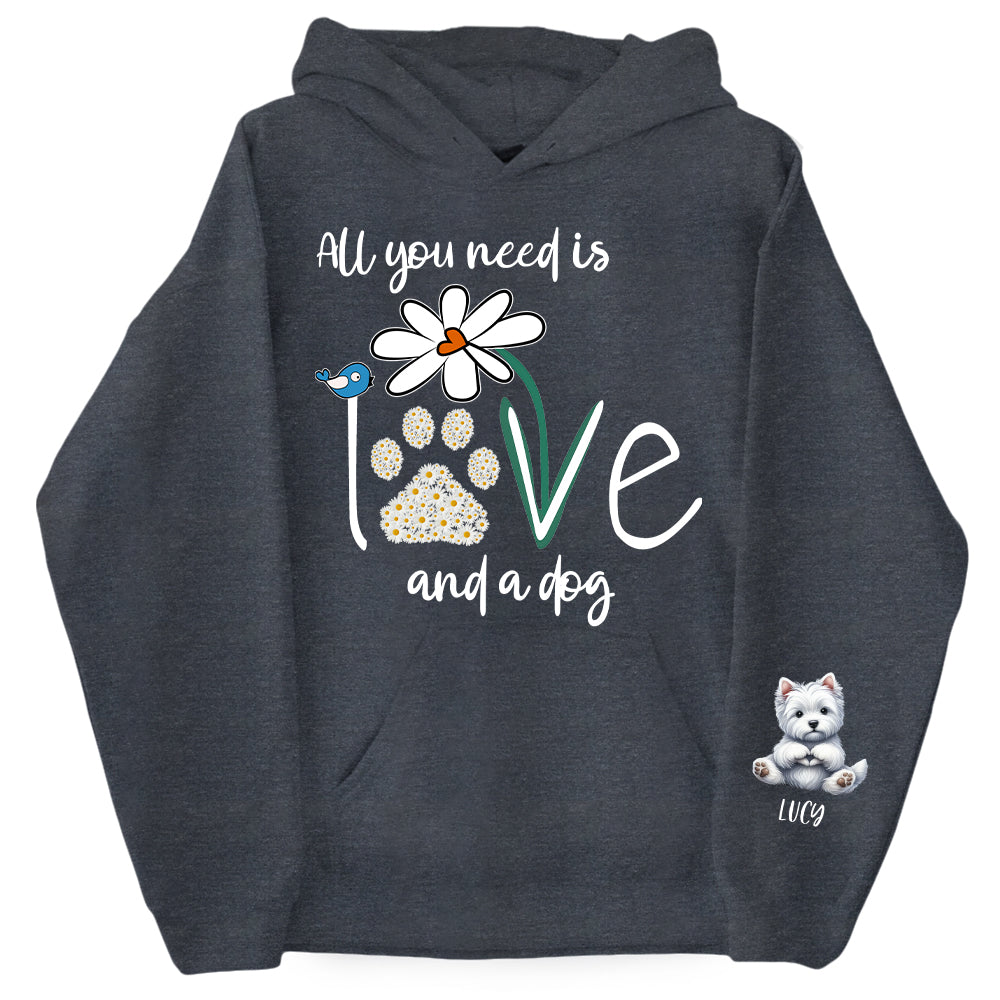 Personalized All You Need Is Love And A Your Dog Named Shirt - Dogs Giving Heart Hand Sign Cute Art Shirt For Dog Lovers
