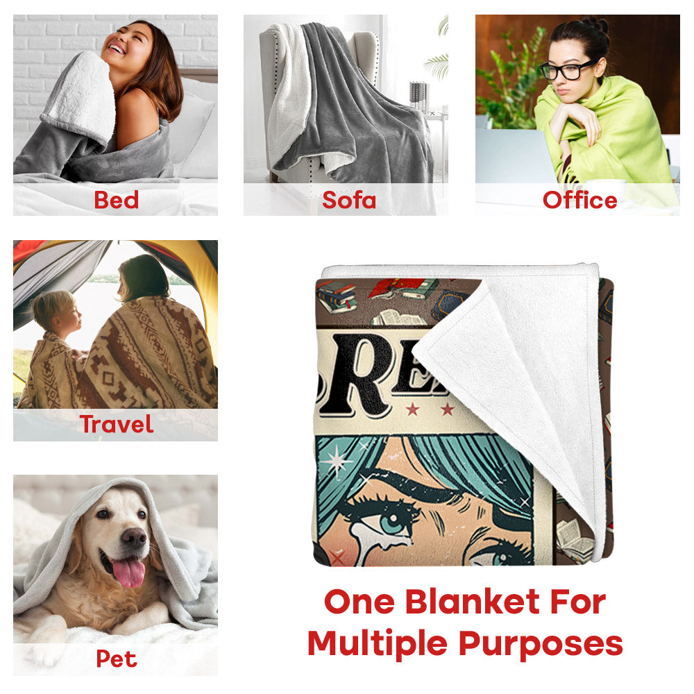 Retro Comfort Born To Read Bookish Blanket, Funny Reader Book Addict Blanket - Personalized Blanket For Reading Lovers Vr2 Tu20