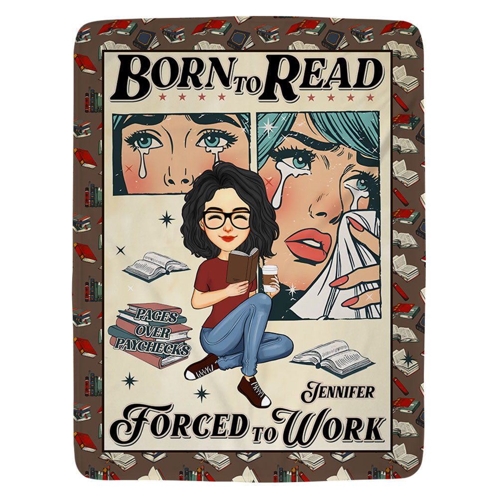Retro Comfort Born To Read Bookish Blanket, Funny Reader Book Addict Blanket - Personalized Blanket For Reading Lovers Vr2 Tu20