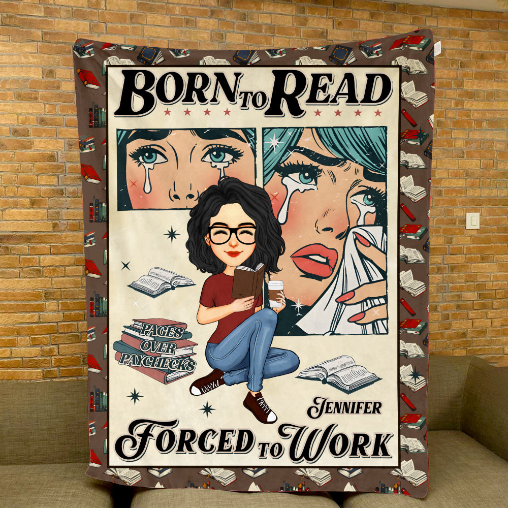 Retro Comfort Born To Read Bookish Blanket, Funny Reader Book Addict Blanket - Personalized Blanket For Reading Lovers Vr2 Tu20