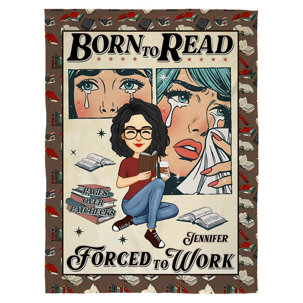 Retro Comfort Born To Read Bookish Blanket, Funny Reader Book Addict Blanket - Personalized Blanket For Reading Lovers Vr2 Tu20