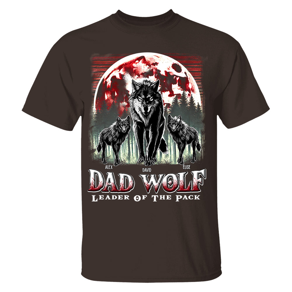 Wolf Dad Leader Of The Pack - Personalized Shirt For Dad Nh00