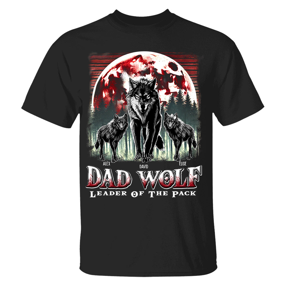 Wolf Dad Leader Of The Pack - Personalized Shirt For Dad Nh00