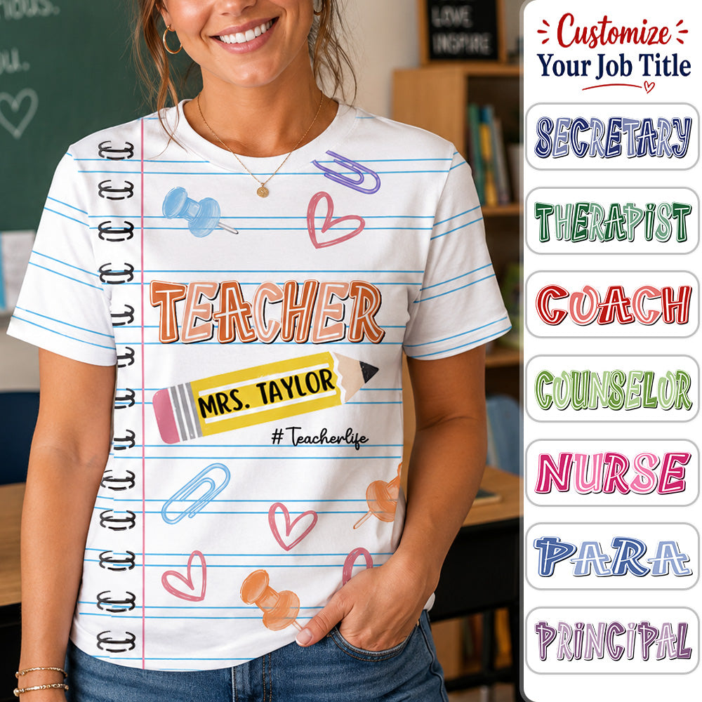 Personalized Pencil Teacher Para Librarian Counselor Appreciation Back to School, Custom Job Title Teacher Name, Gifts For Teacher MI209 Hv01