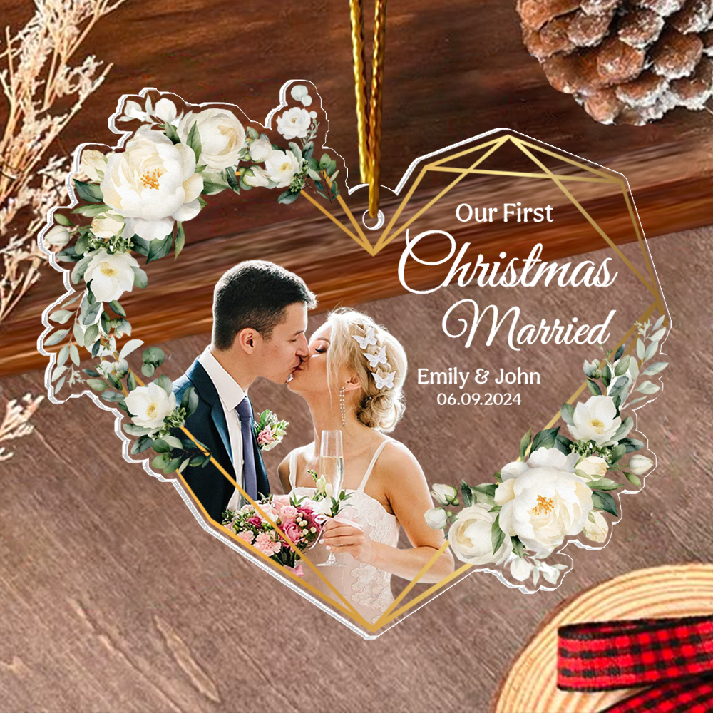 Our First Christmas Married Personalized Acrylic Ornament For Couple