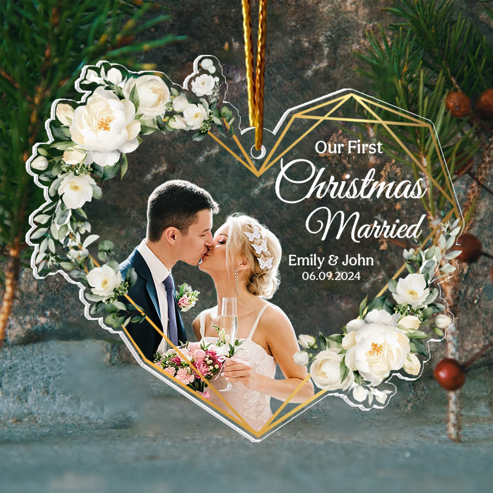 Our First Christmas Married Personalized Acrylic Ornament For Couple