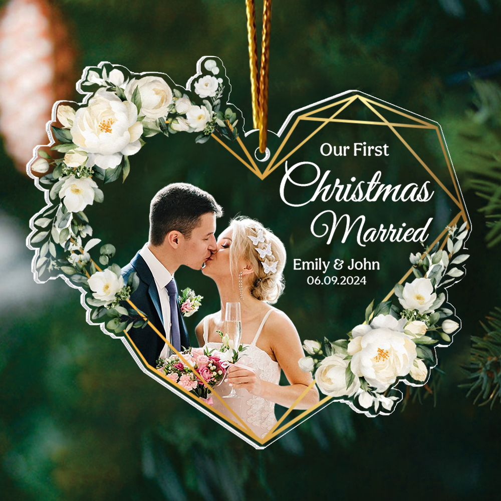 Our First Christmas Married Personalized Acrylic Ornament For Couple