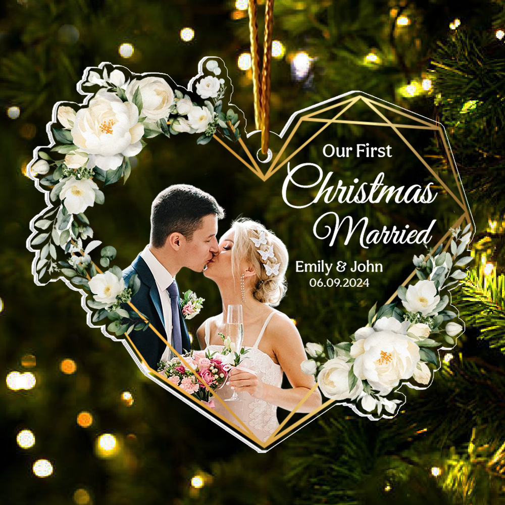 Our First Christmas Married Personalized Acrylic Ornament For Couple