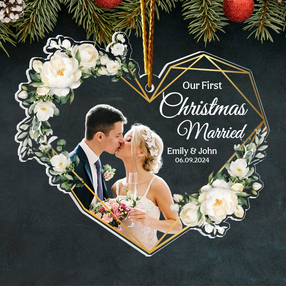 Our First Christmas Married Personalized Acrylic Ornament For Couple