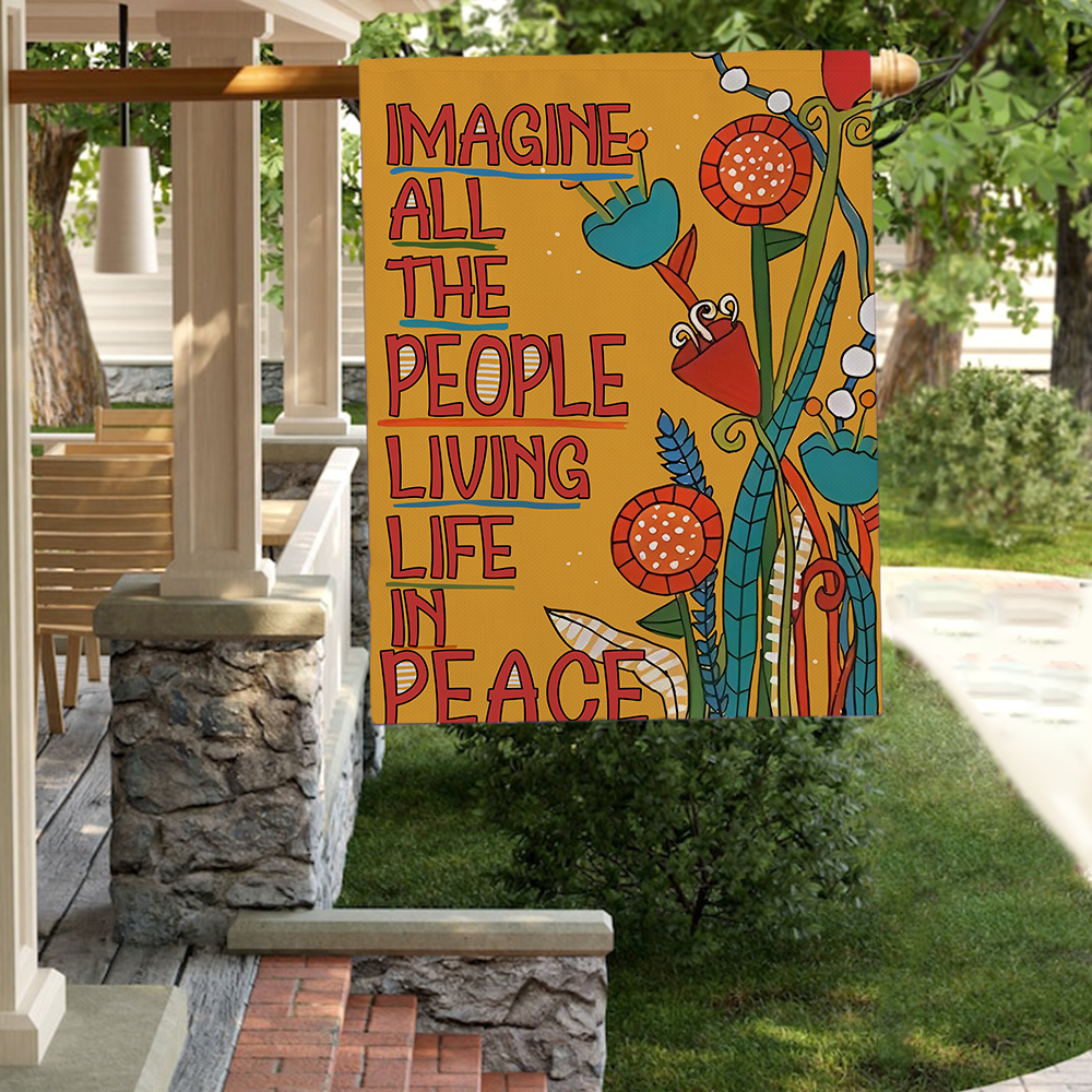 Imagine All The People Living Life In Peace Flag