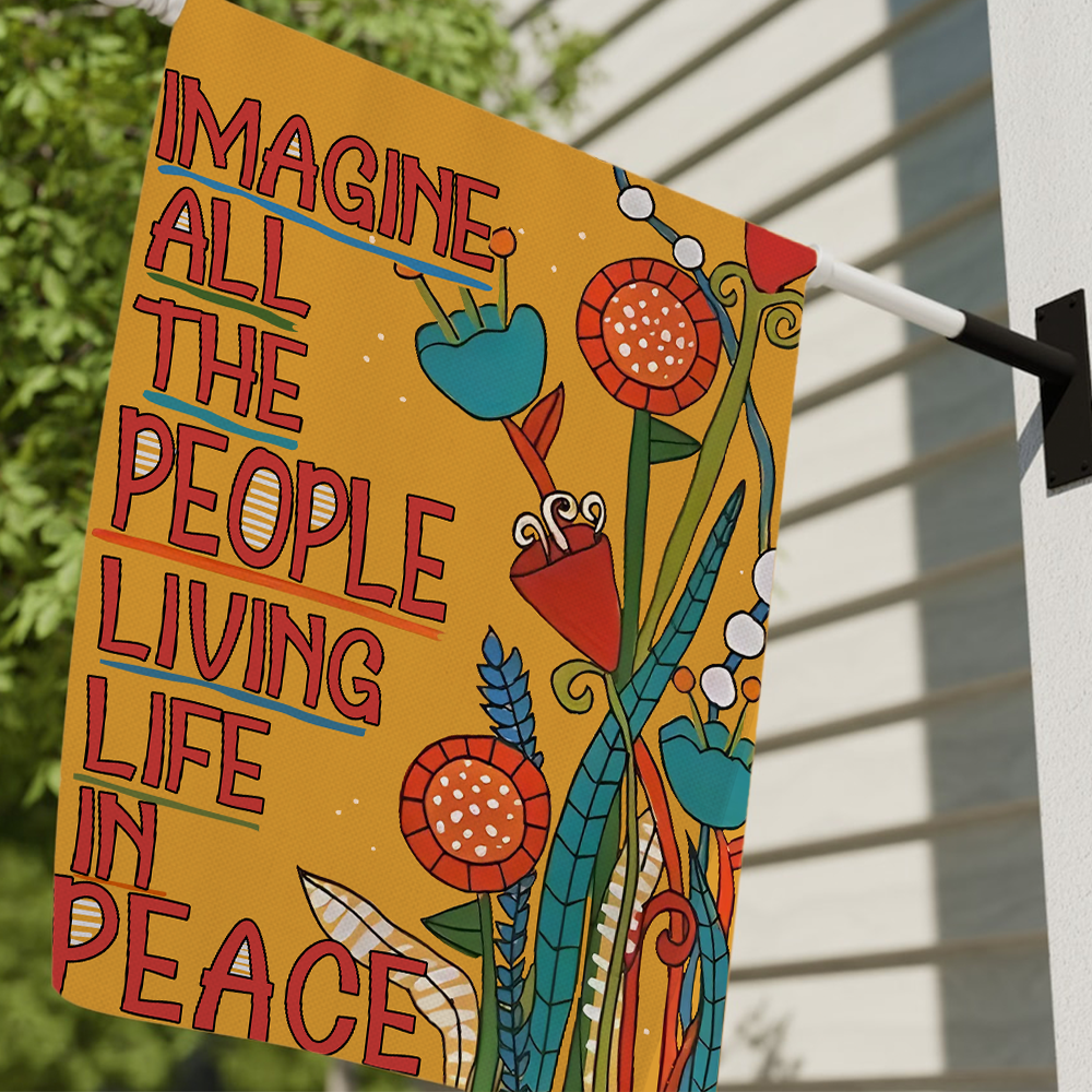 Imagine All The People Living Life In Peace Flag