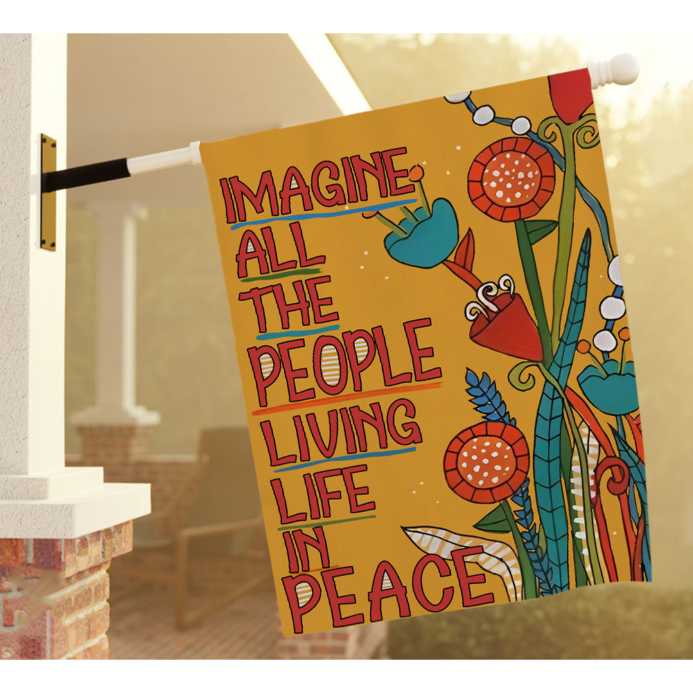 Imagine All The People Living Life In Peace Flag
