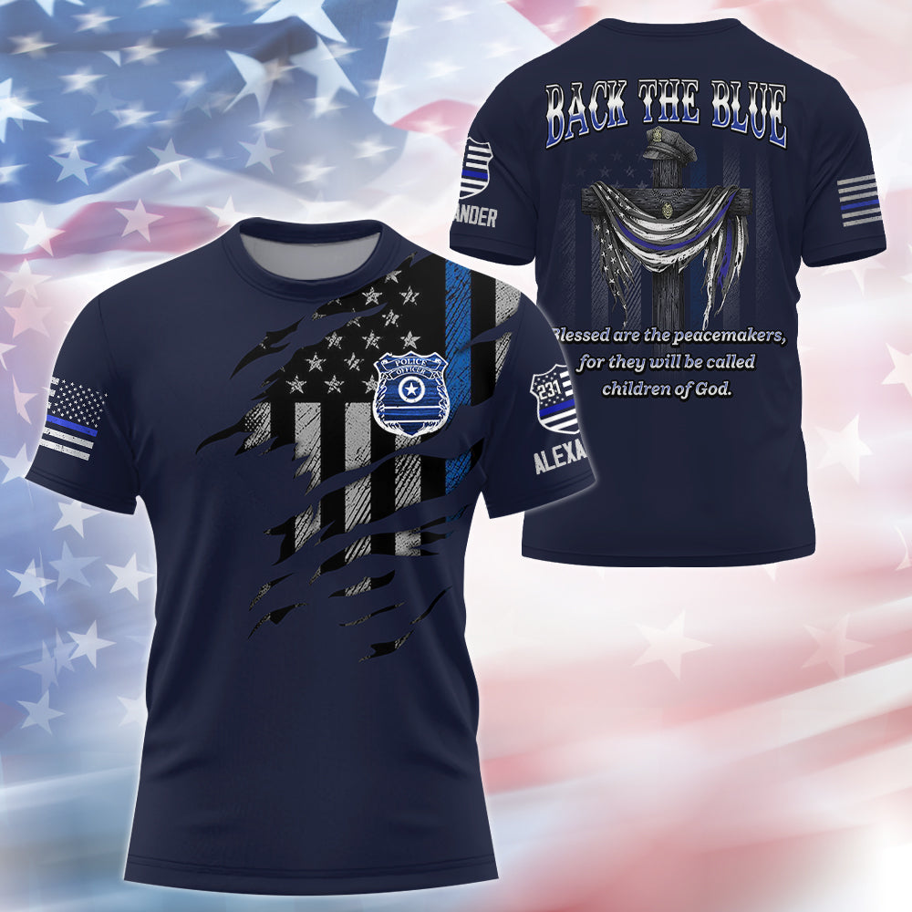Back The Blue Personalized All Over Print Shirt Gift For Police T1807