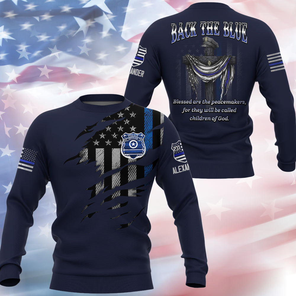 Back The Blue Personalized All Over Print Shirt Gift For Police T1807