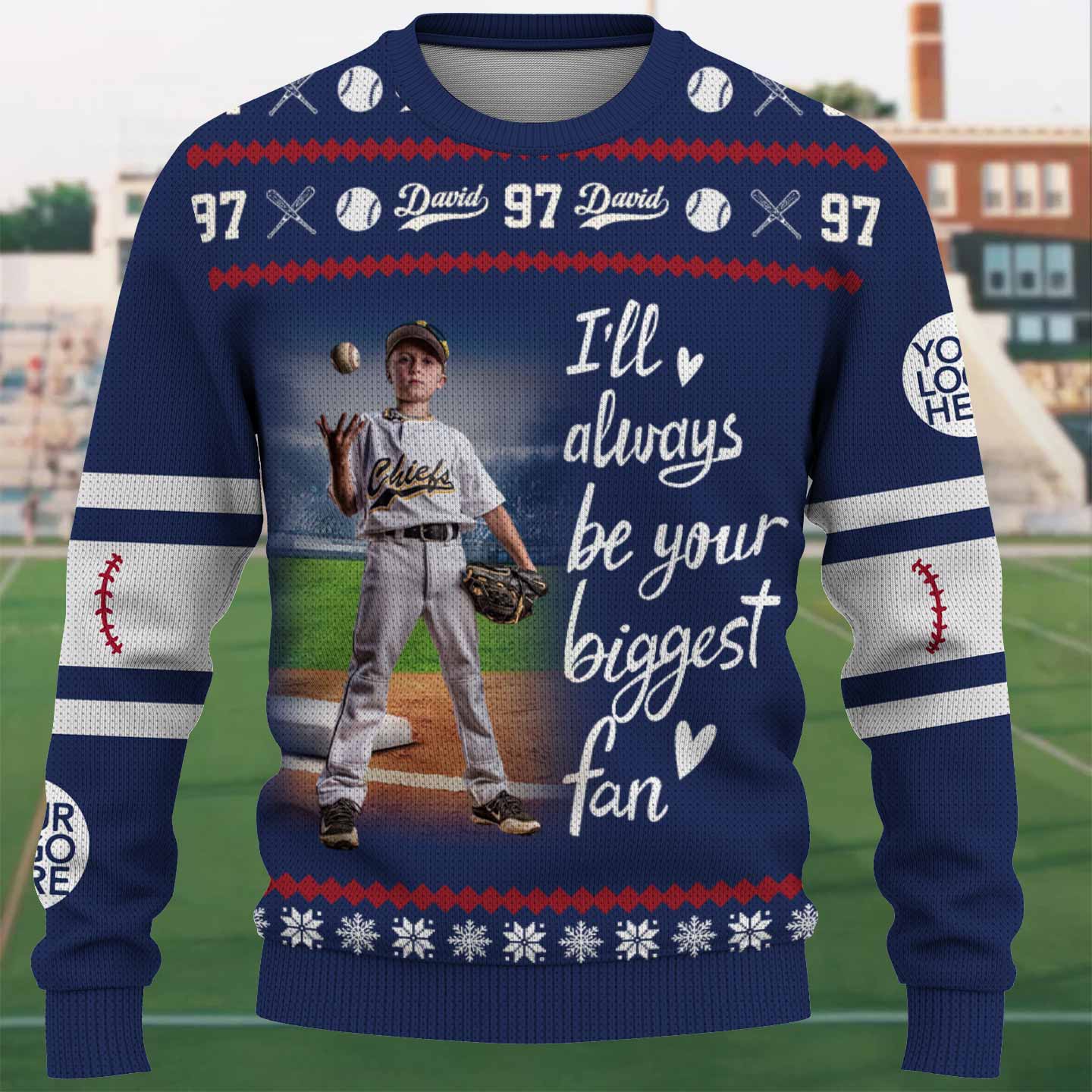 Custom Photo Baseball Game Day Baseball Ugly Sweater - Christmas Gift For Baseball Lovers - Personalized Gift For Baseball Player A2110 Pt99