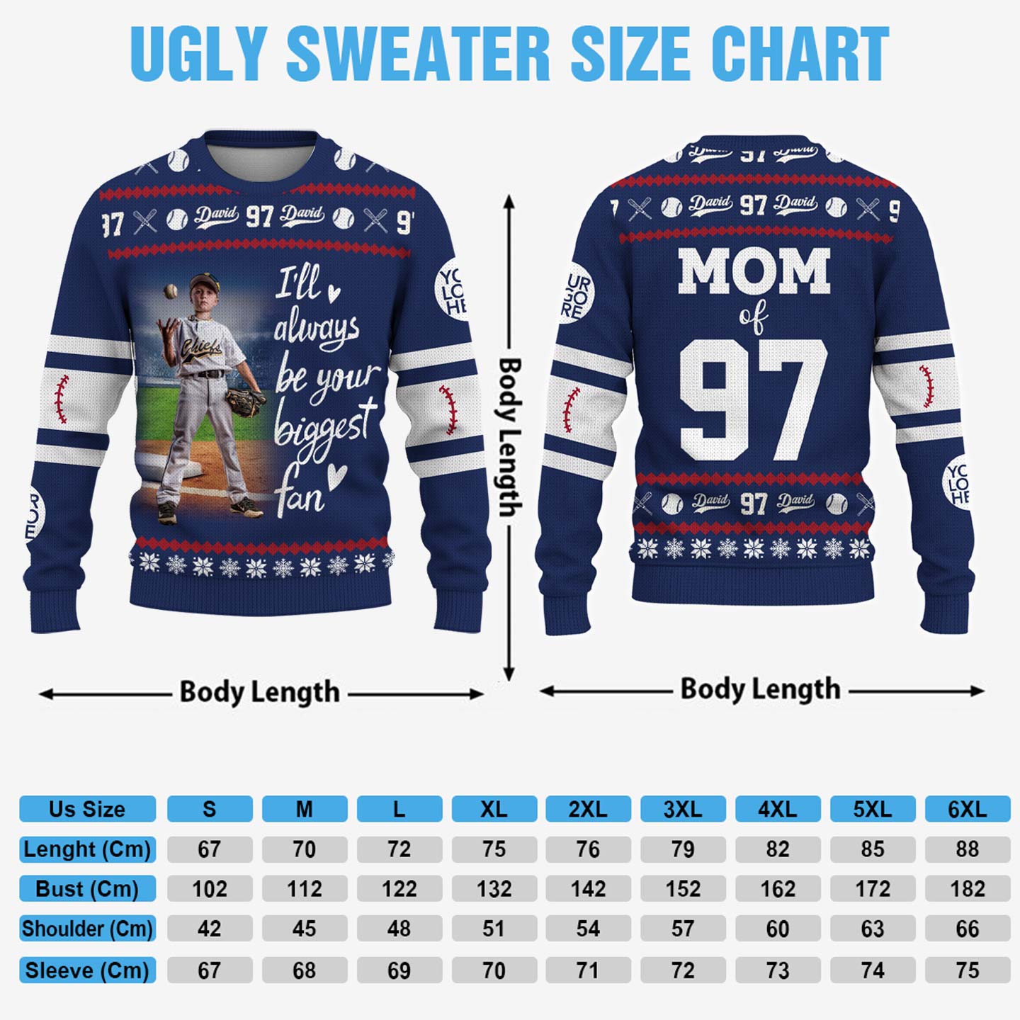 Custom Photo Baseball Game Day Baseball Ugly Sweater - Christmas Gift For Baseball Lovers - Personalized Gift For Baseball Player A2110 Pt99