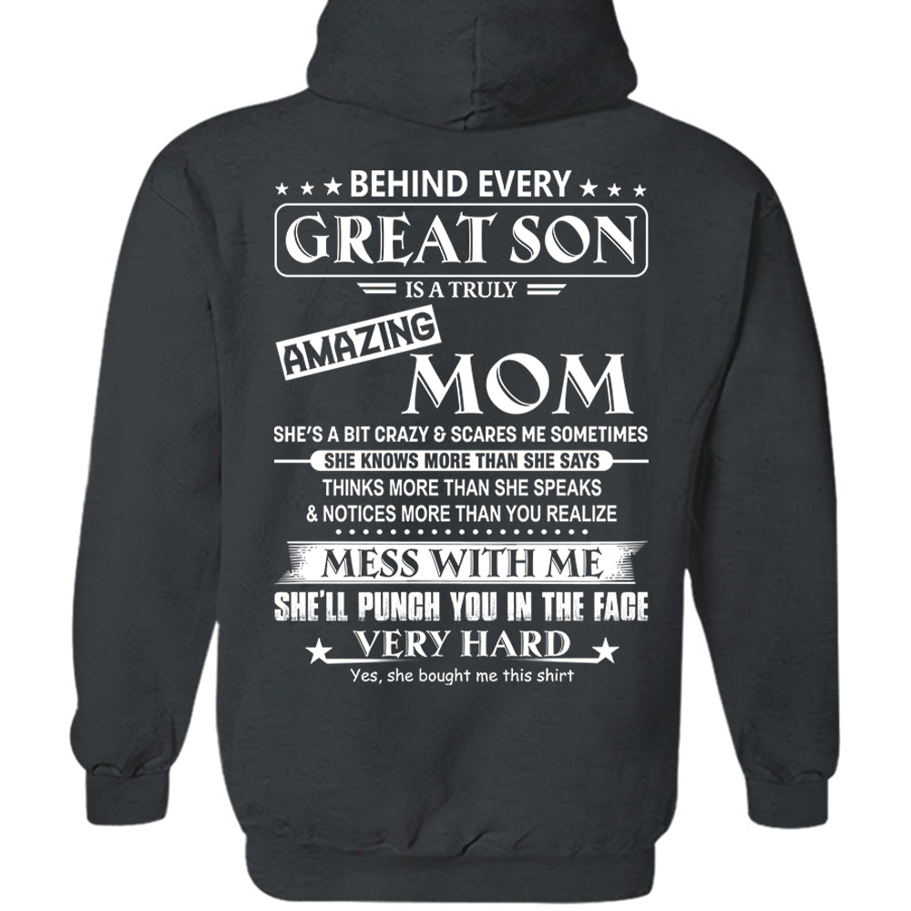Behind Every Great Son Shirt Perfect Gift For Son From Mom
