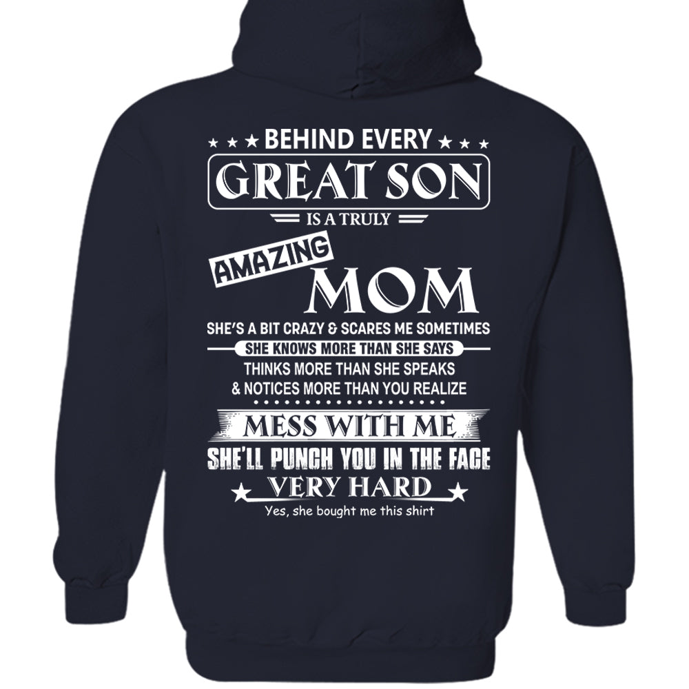 Behind Every Great Son Shirt Perfect Gift For Son From Mom