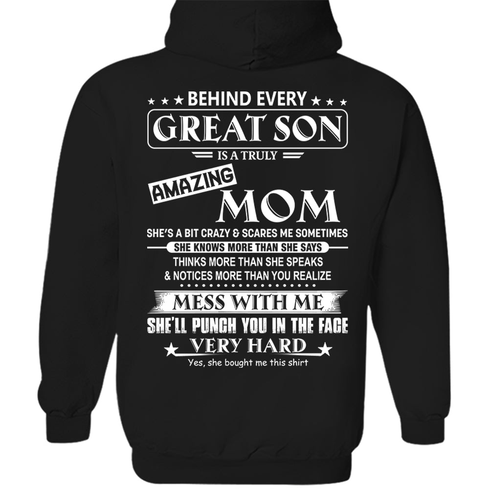 Behind Every Great Son Shirt Perfect Gift For Son From Mom