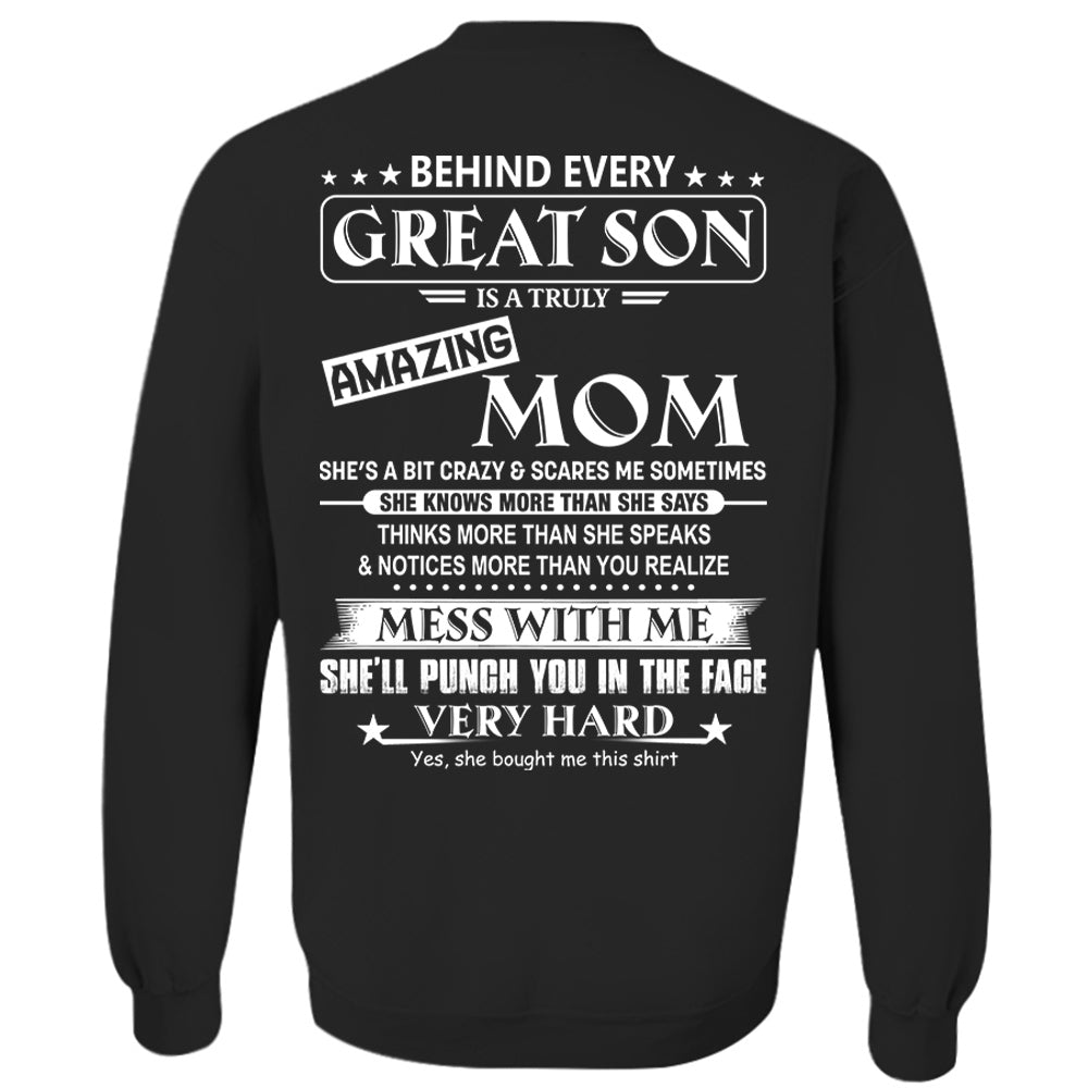 Behind Every Great Son Shirt Perfect Gift For Son From Mom