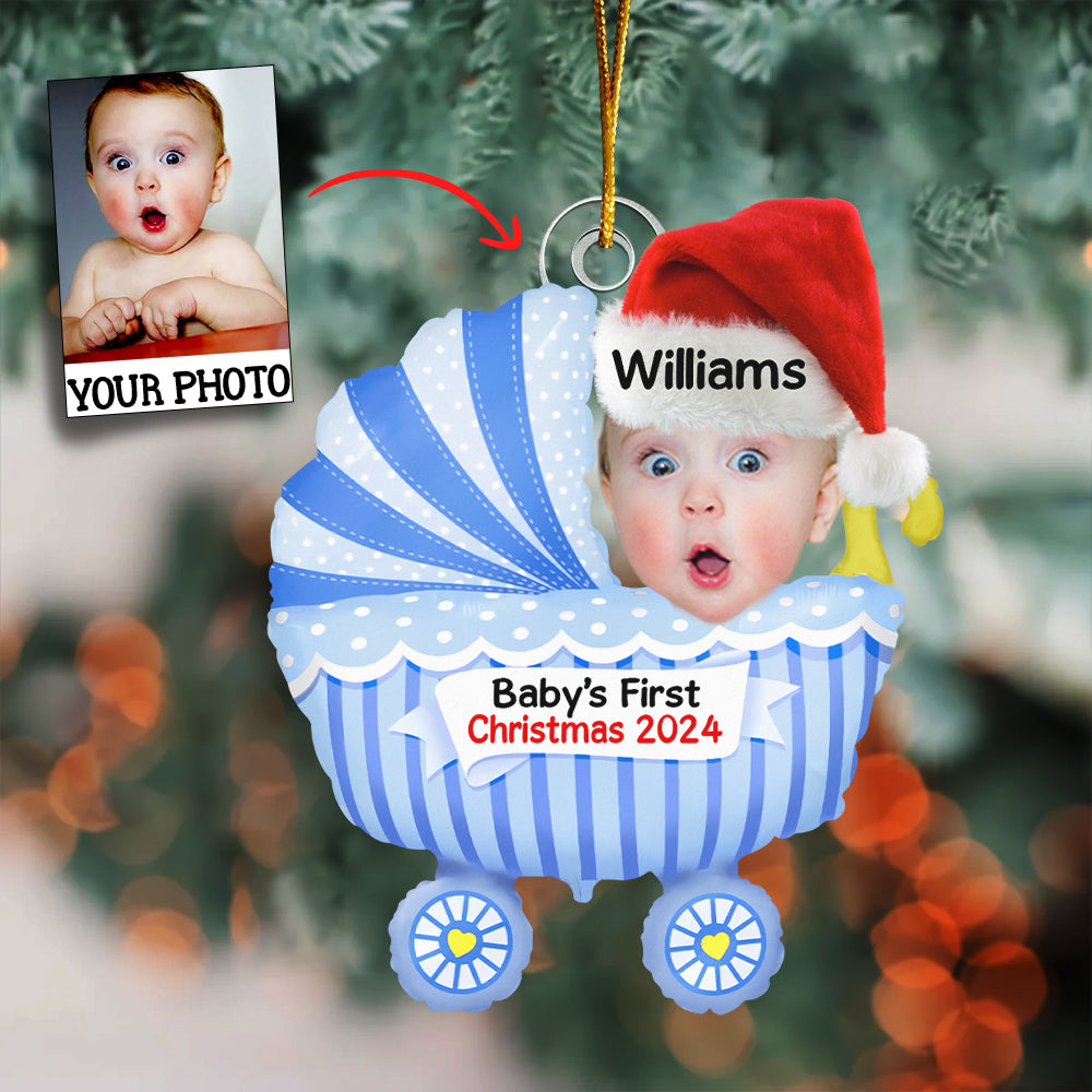 Baby First Christmas 2024 - Personalized Acrylic Photo Ornament