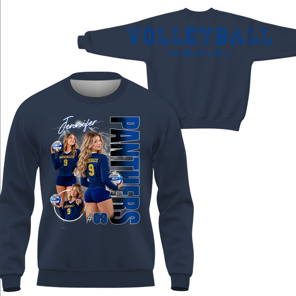 Personalized Volleyball Mom Sweatshirt, Custom Large Back Graphic, Gift For Volleyball Mom Volleyball Family Volleyball Lovers MI209 T24
