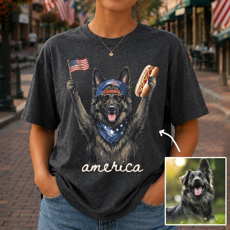 Personalized Dog Cat Photo T-Shirt – Patriotic USA Gift Shirt