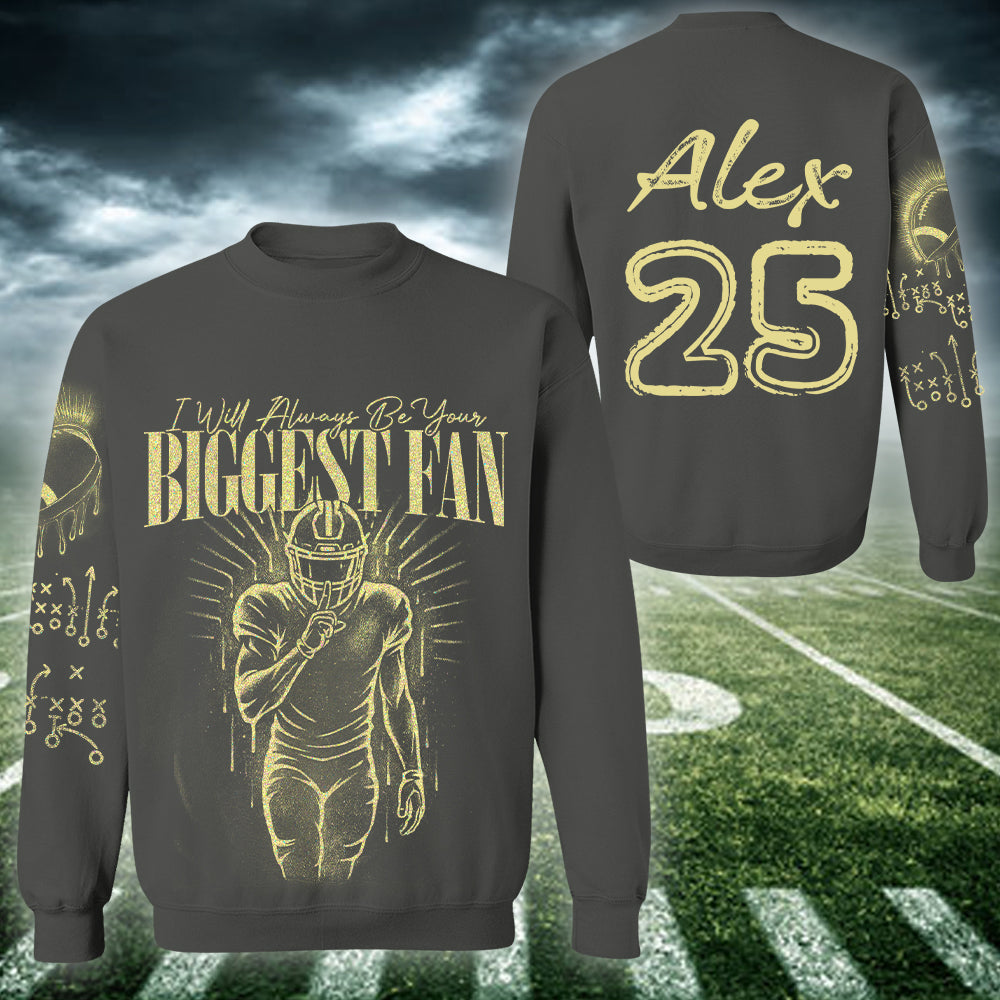 I'll Always Be Your Biggest Fan Personalized Bleach Style Football Shirt For Football Mom Na02