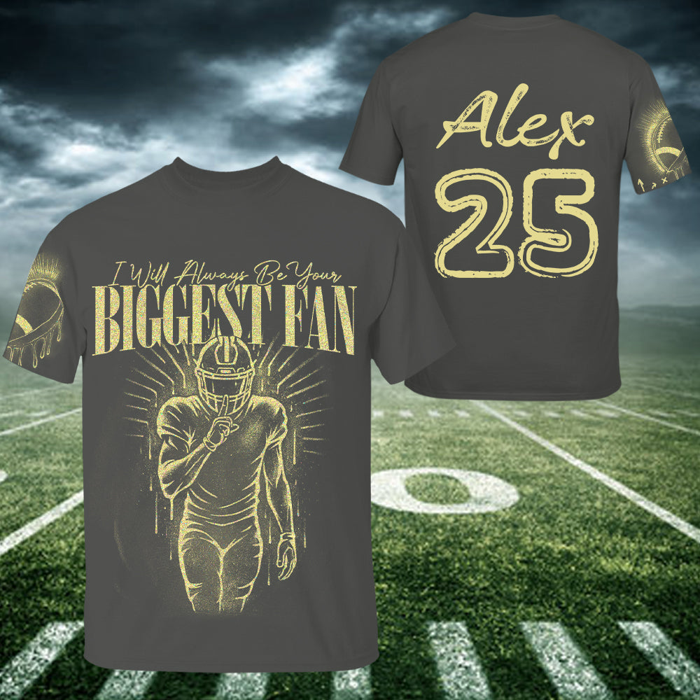 I'll Always Be Your Biggest Fan Personalized Bleach Style Football Shirt For Football Mom Na02