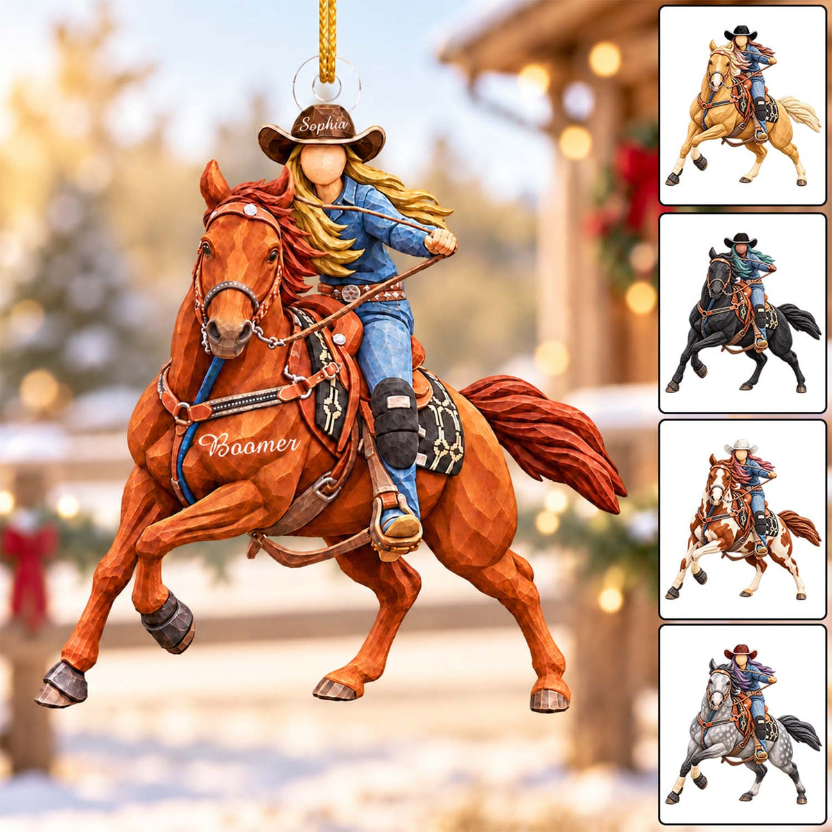 Custom Ornament Gift For Cowboys - Personalized Photo Ornament Gift For Horse Lovers - Christmas Cowgirls Ornament (Girl) VH01