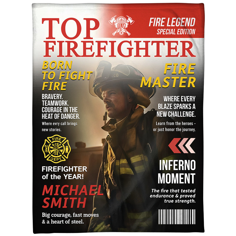 Personalized Firefighter Magazine Blanket-Fireman Retirement Gift