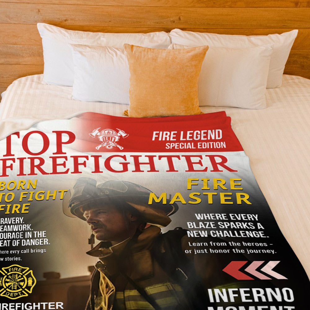 Personalized Firefighter Magazine Blanket-Fireman Retirement Gift