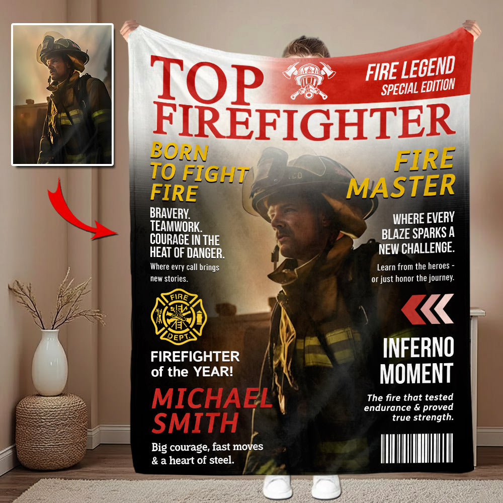 Personalized Firefighter Magazine Blanket-Fireman Retirement Gift