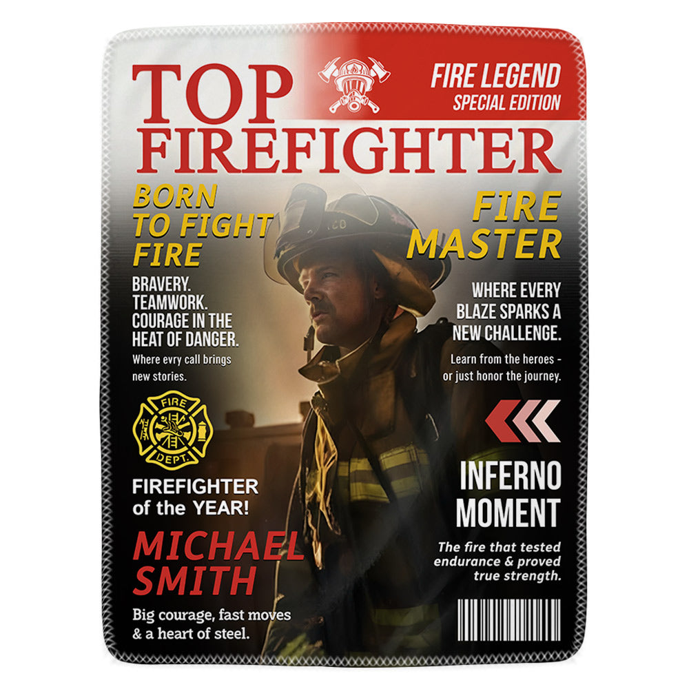 Personalized Firefighter Magazine Blanket-Fireman Retirement Gift