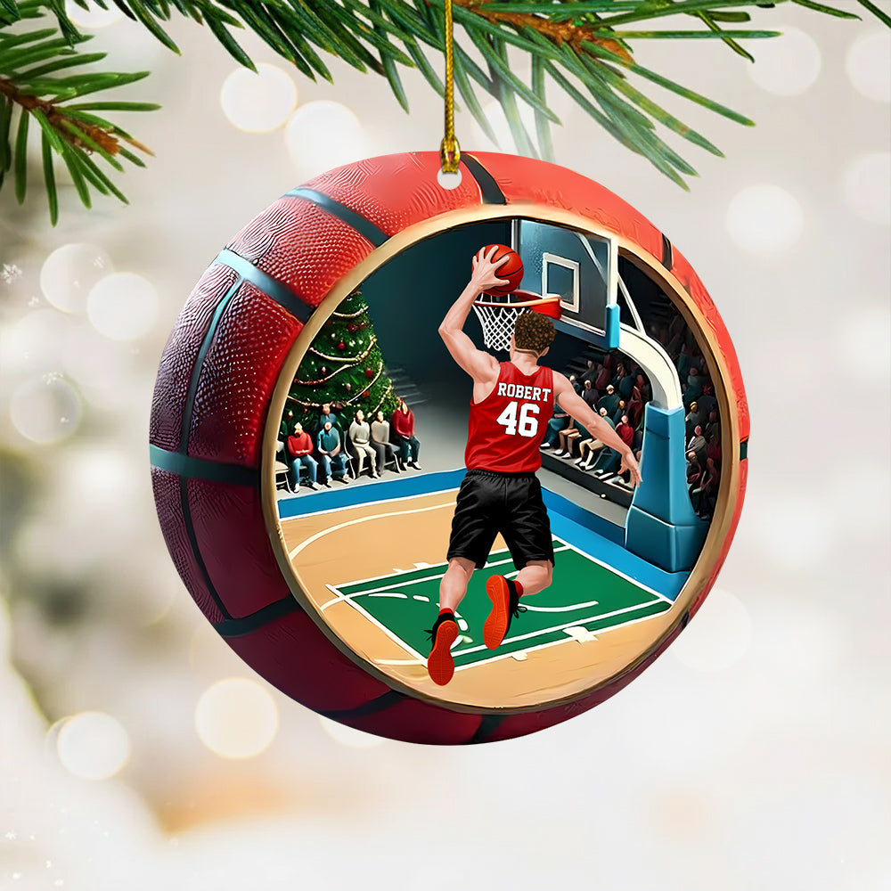 Basketball Player Jumping Dunking Personalized Ornament Gift For Basketball Lovers, Custom Christmas Gifts For Basketball Players Vrs2 A2110 Do99
