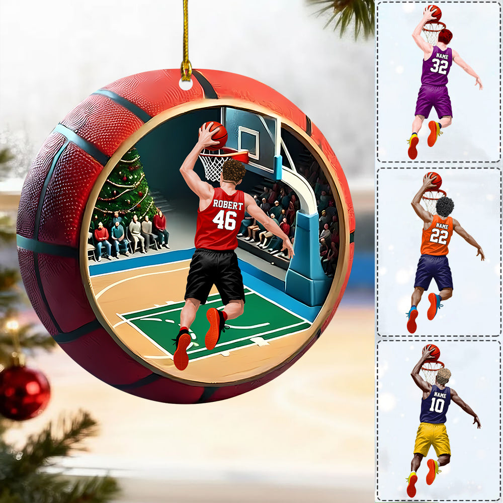 Basketball Player Jumping Dunking Personalized Ornament Gift For Basketball Lovers, Custom Christmas Gifts For Basketball Players Vrs2 A2110 Do99
