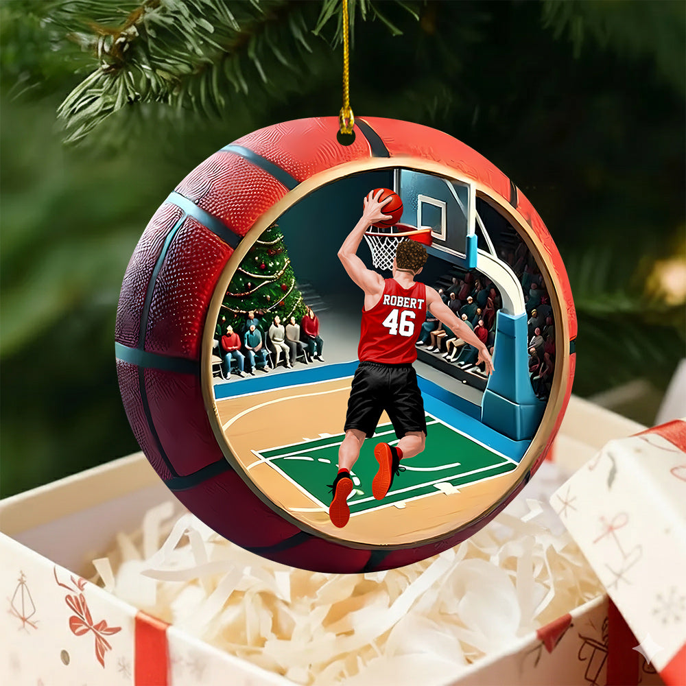 Basketball Player Jumping Dunking Personalized Ornament Gift For Basketball Lovers, Custom Christmas Gifts For Basketball Players Vrs2 A2110 Do99