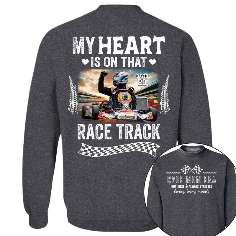 Race Mom Era - My Heart is on That Racing Track, Custom Photo Racing Shirt A2110