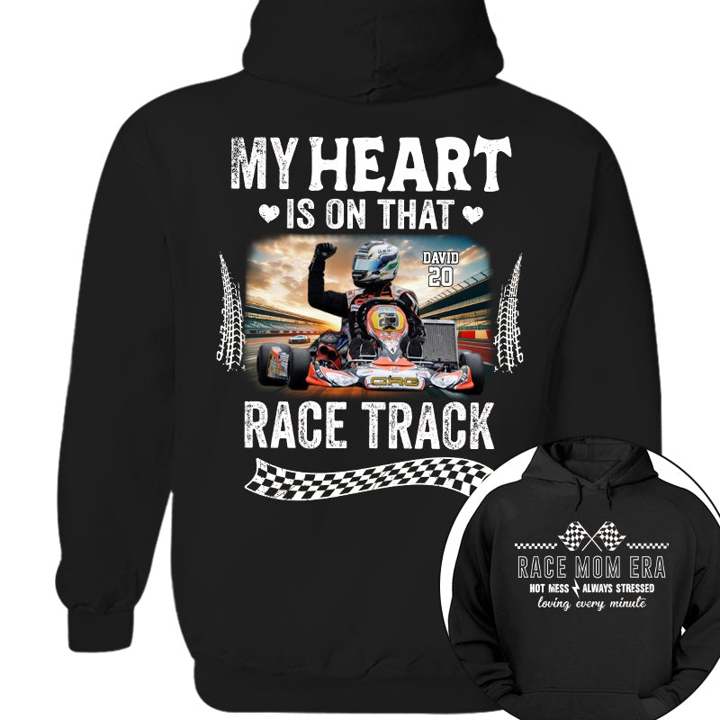 Race Mom Era - My Heart is on That Racing Track, Custom Photo Racing Shirt A2110