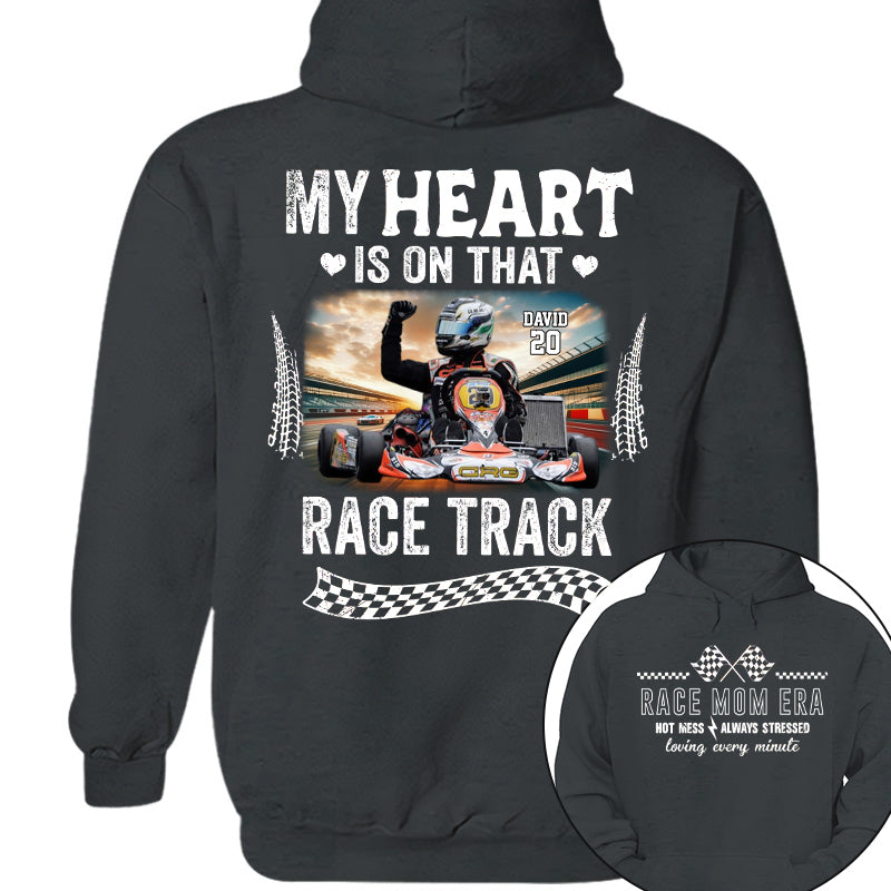 Race Mom Era - My Heart is on That Racing Track, Custom Photo Racing Shirt A2110
